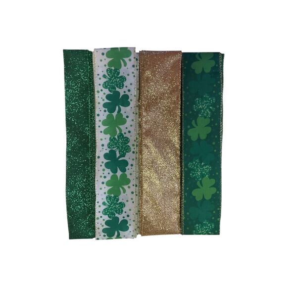 Saint Patrick’s Day Pot of Gold Sign Ribbon Bundle Set, DIY Wreath Making Kit - Picture 2 of 3